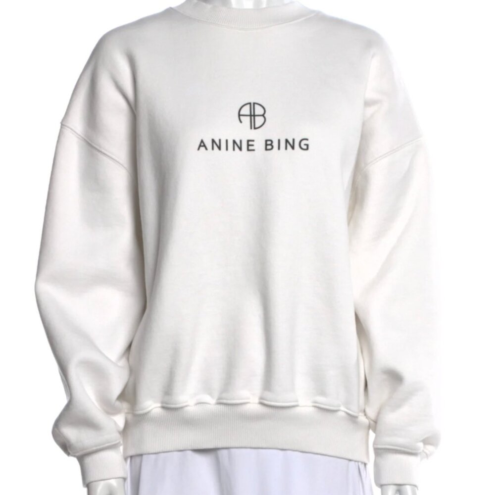 Anine Bing Classic White Crewneck Sweater